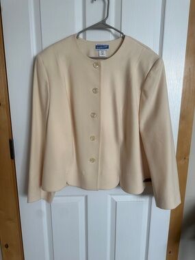 Vintage Pendleton Cream Collarless Button-Front Wool Blazer